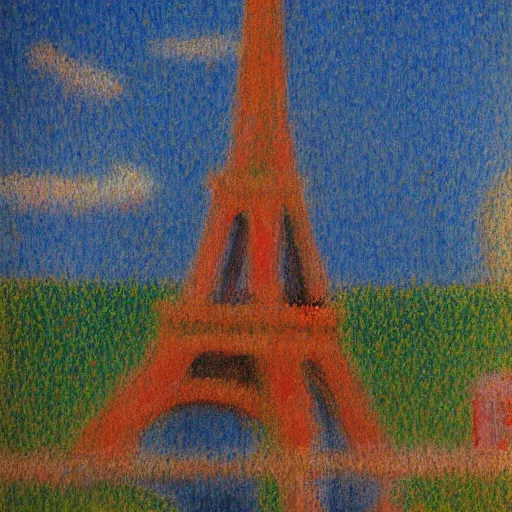 Prompt: the eiffel tower painting by Georges Seurat, 8k