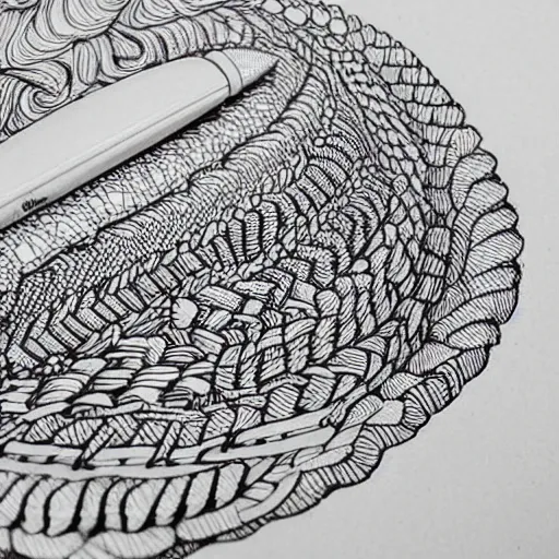 Image similar to intricately detailed looping woven pen and ink doodles