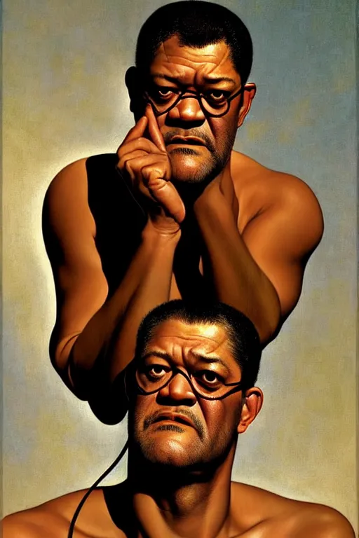 Prompt: laurence fishburne by gil elvgren and norman rockwell and rob gonsalves and hajime sorayama, hyperrealistic, high detail, ultra detailed, highly detailed face, ruffled fabric