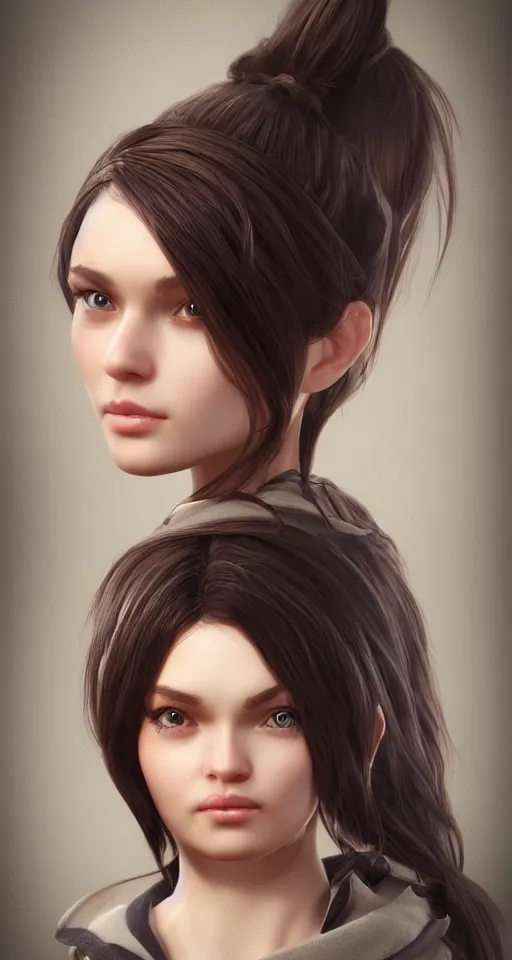 Image similar to cute female portrait, realistic unreal engine, character design, concept art,