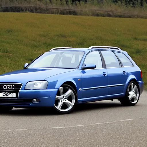 Prompt: Denim Blue Audi A4 B6 Avant (2002), Scientific diagram