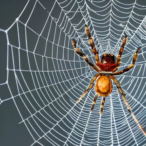 Prompt: award winning macro photography of a spider wrapping it's prey in its web