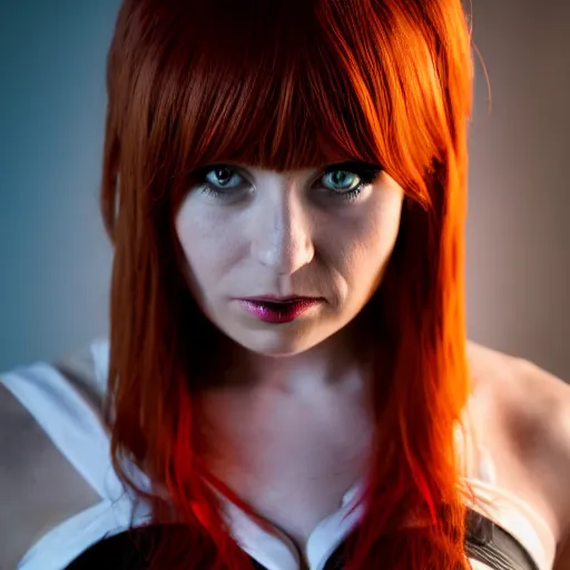 Image similar to Mary Jane cosplay by Dominique Mcelligott, seductive gaze, 8k, professional photography, cinematic studio shot, dark, smoke