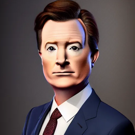 Image similar to photo portrait of the lovechild of conan o'brien, stephen colbert, jimmy kimmel, jimmy fallon, and seth meyers, realistic, hyperrealistic, 8 k resolution, hd quality, very detailed, highly detailed, intricate details, real life, real world, trending on artstation, digital art, really realistic, very realistic, headshot, head in frame, photograph, portrait