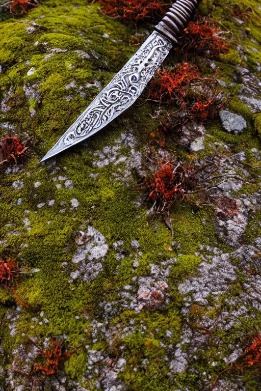 Prompt: a portrait of a rusty longsword stuck in stone, fantasy setting, rust and corrosion, moss and vegetation, ancient forest, excalibur, close - up, intricate details, intricately detailed textures, warm lighting, vivid colors, smoke and mist, hyper realistic octane render, volumetric shading, depth of field, raytracing, 8 k,