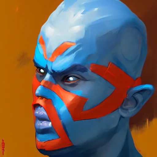 Image similar to greg manchess portrait painting of yondu udonta as overwatch character, medium shot, asymmetrical, profile picture, organic painting, sunny day, matte painting, bold shapes, hard edges, street art, trending on artstation, by huang guangjian and gil elvgren and sachin teng