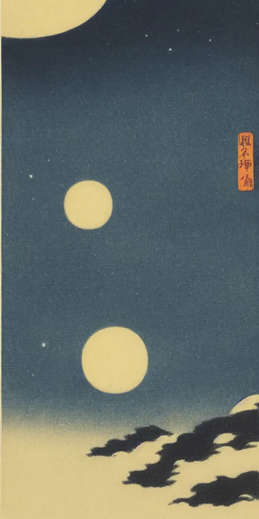 Image similar to night sky by ohara koson, 1 9 1 0