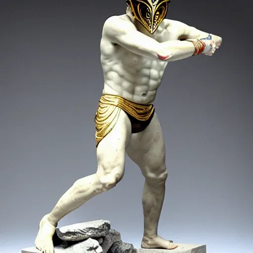 Image similar to rey mysterio as a greek marble statue