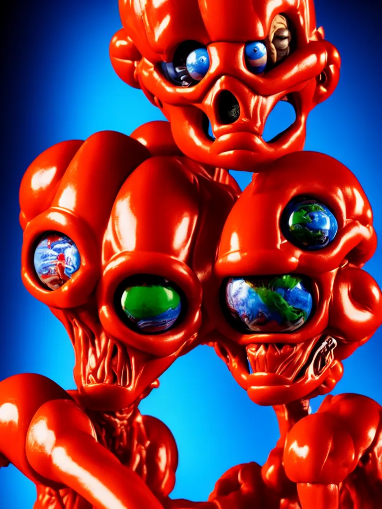 Image similar to hyperrealistic rendering, shiny mars attacks martian by art of skinner and richard corben and jeff easley, product photography, action figure, sofubi, studio lighting, colored gels, rimlight, backlight