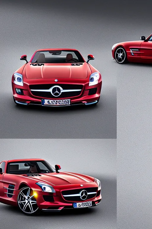 Image similar to Mercedes SLS AMG crossed with a Mercedes-Benz 300SL, studio lighting, high resolution, award winning