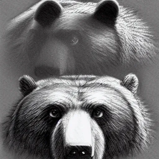 Image similar to a sketchbook of a bear, pencil and paper, 4 k, artstation, swesome