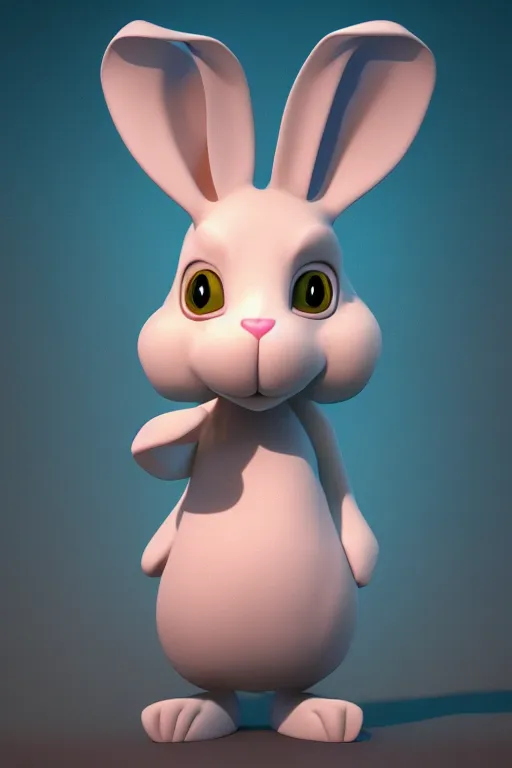 Prompt: a centered render of a cartoon rabbit, cinematic, beautifully lit, by craola, 3 d, trending on artstation, octane render, 8 k