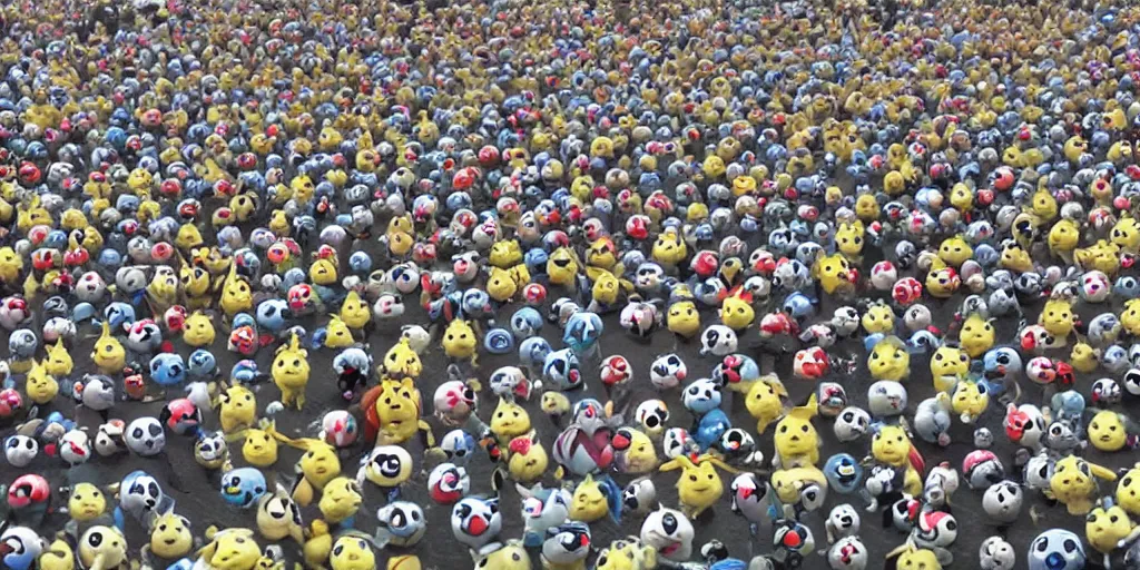 Image similar to an army of pokemon taking over the world