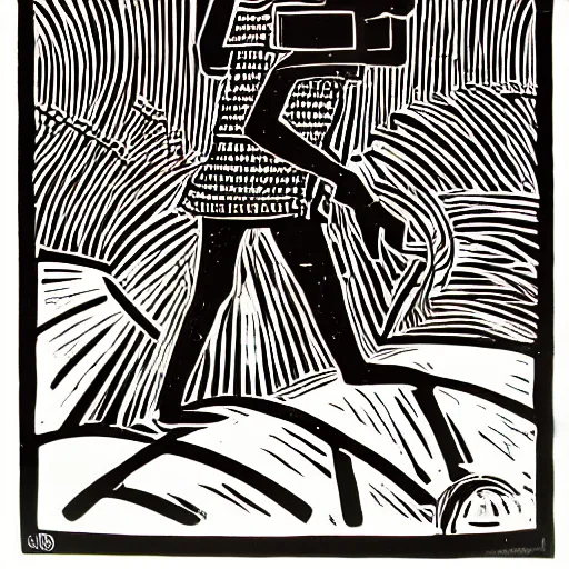 Image similar to african lino cut, high contrast