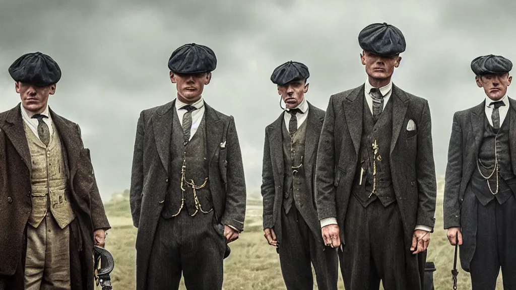 Image similar to the peaky blinders with shrimp heads