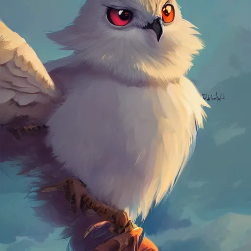 Image similar to white feathered owlin adventurer, video game character design, 2 d game fanart behance hd by jesper ejsing, by rhads, makoto shinkai and lois van baarle, ilya kuvshinov, rossdraws global illumination