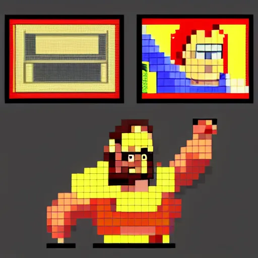 Prompt: pixel art of danny devito in street fighter