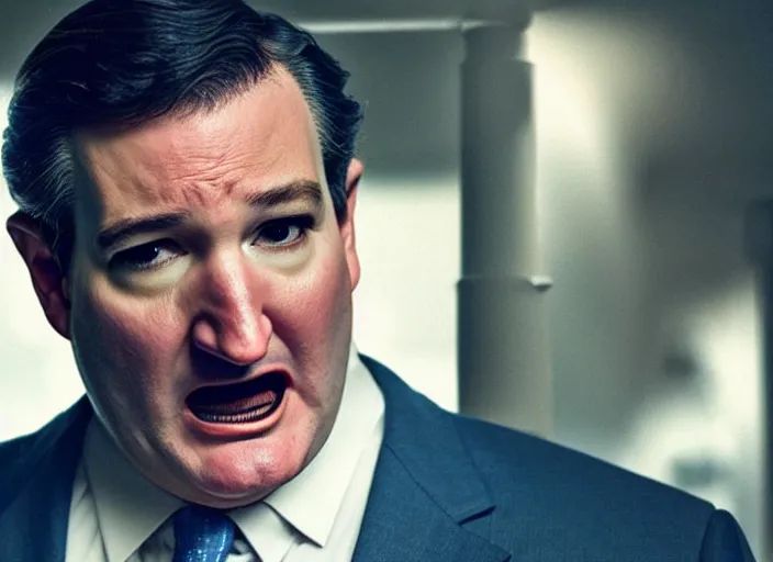 Prompt: ted cruz as ghostface, movie still, from the new scream movie, 8 k, realistic