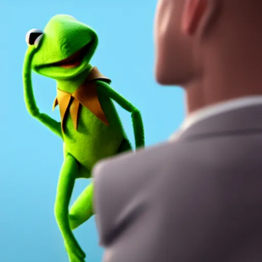 Prompt: kermit is james bond, fine details anime scen, cinematic lights, behance hd, trending on artstation