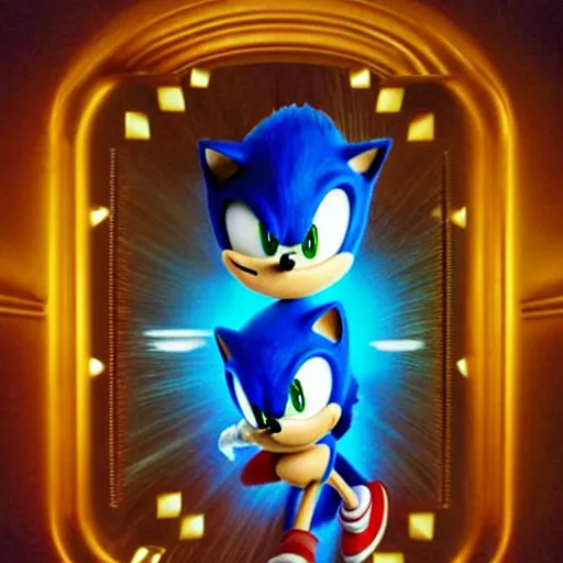 Image similar to Sonic The Hedgehog ultra realistic uncanny valley highly symbolic room used for Esoteric ritual Golden Dawn 33rd degree highly detailed studio award winning cinematography Polaroid photograph