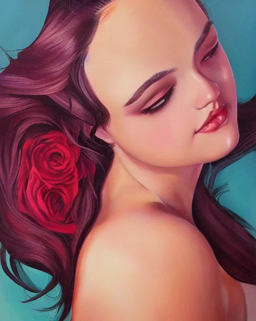 Prompt: beautiful plus size girl painting by artgerm