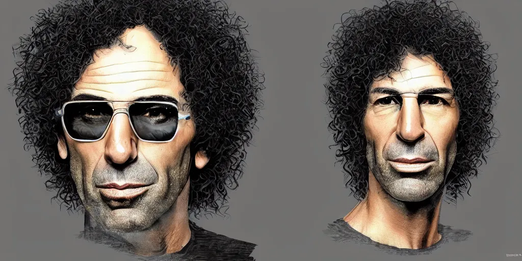 Image similar to Joe Rogan and Howard Stern morphed as one, portrait, intricate, highly detailed, concept art, smooth, sharp focus