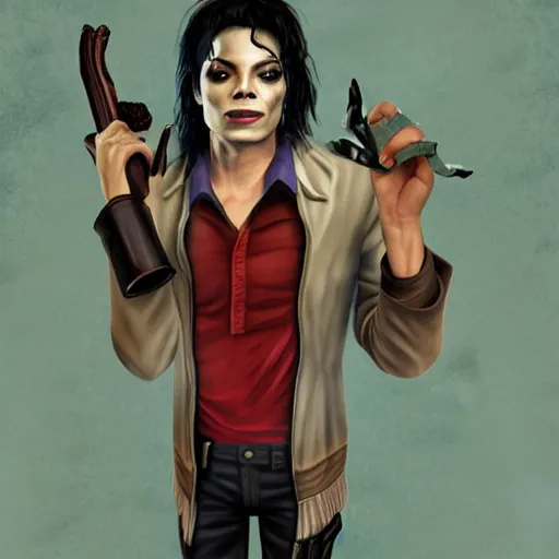 Prompt: michael jackson as hunter from left 4 dead, pehr horberg style
