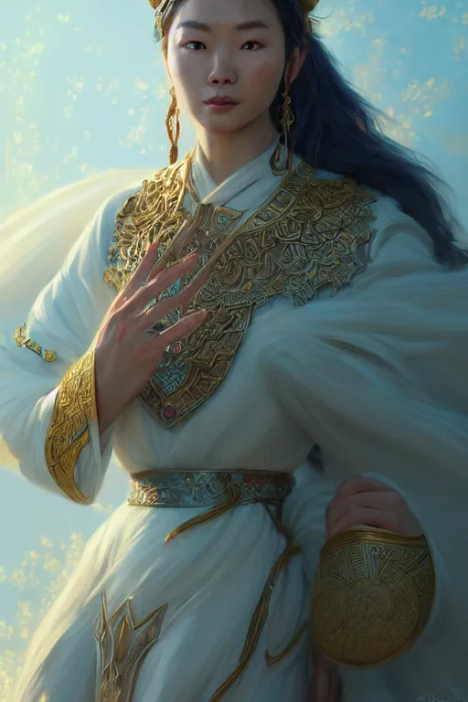 Image similar to goddess of the mongol, highly detailed, digital painting, artstation, concept art, smooth, sharp focus, illustration, unreal engine 5, 8 k, art by artgerm and greg rutkowski and edgar maxence