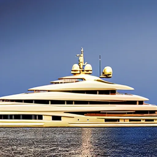 Image similar to wrinkled hunchbacked old butler polishing the side of a gold plated mega yacht