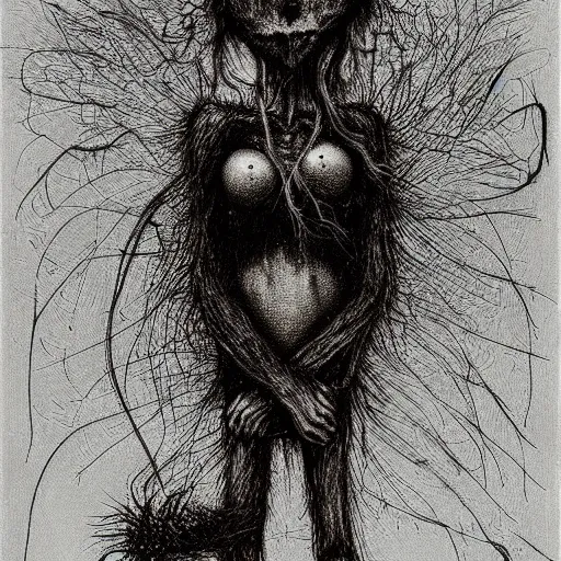 Prompt: grunge drawing of a cartoon teddy bear by - Zdzisław Beksiński , corpse bride style, horror themed, detailed, elegant, intricate