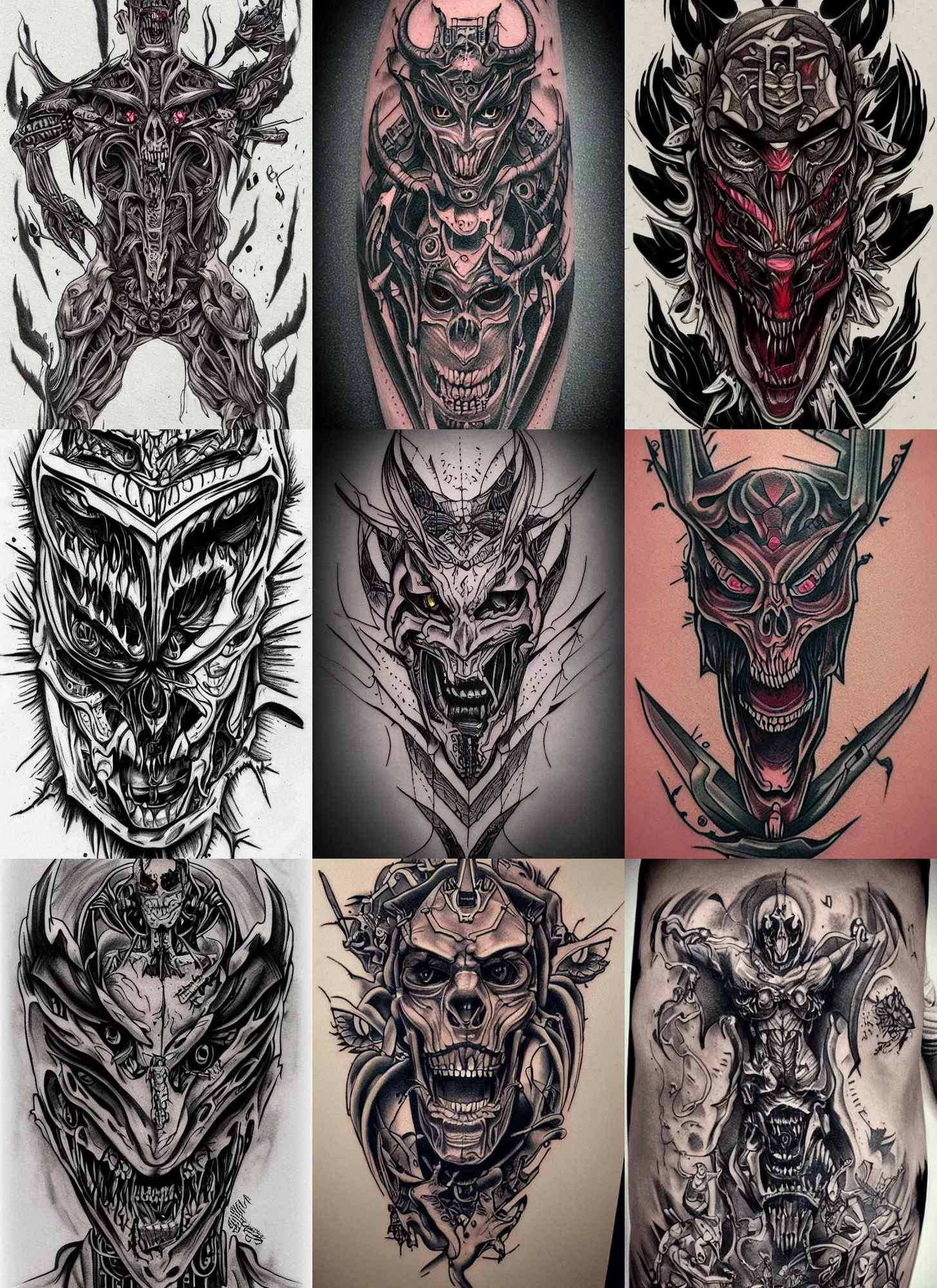 Image similar to Tattoo Design demonic cyborg