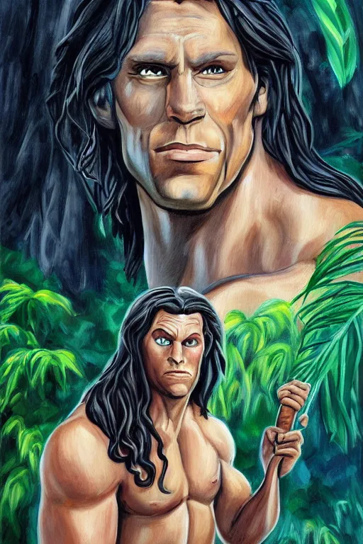 Image similar to disney's tarzan, solo portrait, 🎨🖌