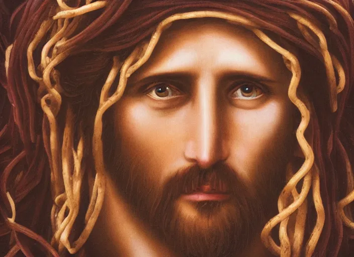 Prompt: spaghetti jesus, detailed facial expressions