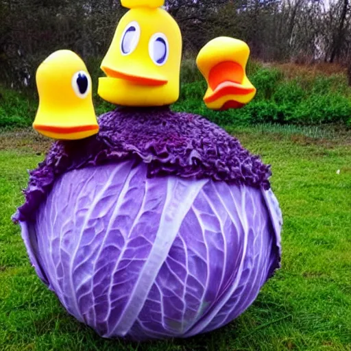 Image similar to a cabbage dressed as a duck