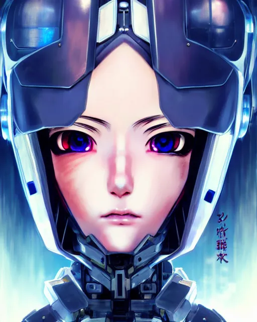 Image similar to portrait Anime Girl in mecha armor in night tokyo Sharp fine face pretty face, realistic shaded Perfect face, fine details. Anime. cyberpunk realistic shaded lighting by katsuhiro otomo ghost-in-the-shell, magali villeneuve, artgerm, rutkowski Jeremy Lipkin and Giuseppe Dangelico Pino and Michael Garmash and Rob Rey