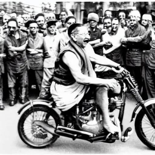 Image similar to gandhi screaming on a motorcycle