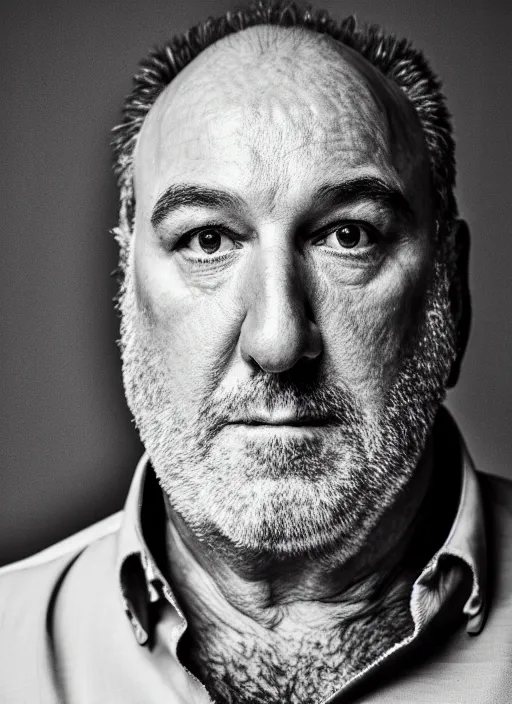 Image similar to DSLR photo portrait still of 60 year old age 60 James Gandolfini at age 60!!!, 85mm f1.8