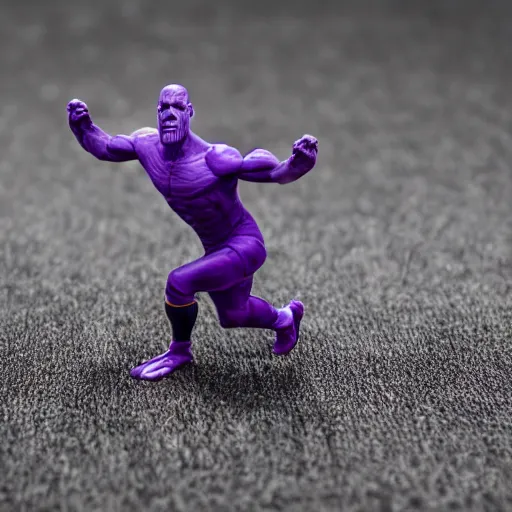 Image similar to thanos playing soccer, 4k, 55mm, close up shot