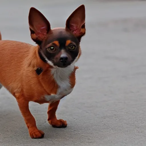 Prompt: crossbreed of an abyssian cat and a chihuahua, photo