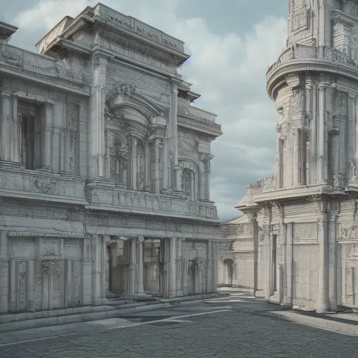 Image similar to wide shot of an architectural masterpiece, detailed, hyper real, octane render