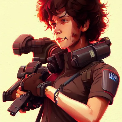 Image similar to buff ellen ripley, portrait shinkai makoto studio ghibli studio key hideaki anno sakimichan stanley artgerm lau rossdraws james jean marc simonetti elegant highly detailed digital painting artstation pixiv