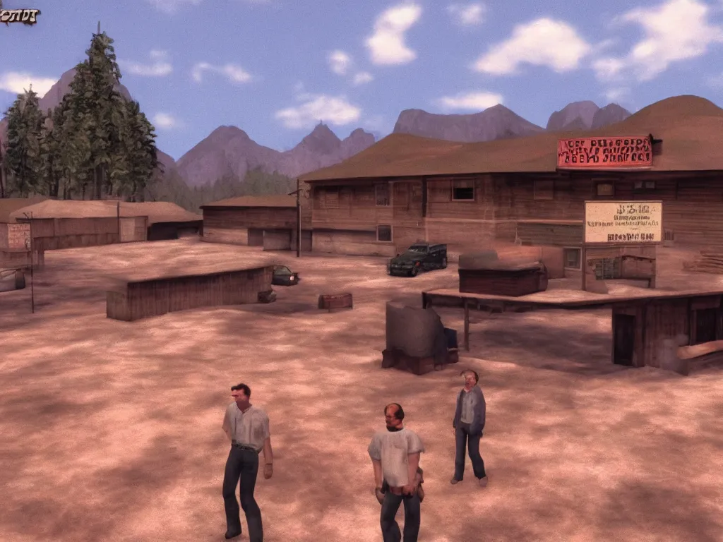 Prompt: Twin Peaks tv series Roadhouse as a PS1 third person video game