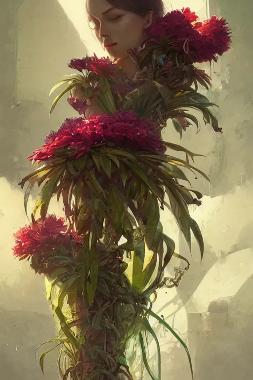 Image similar to ultra realistic illustration, banana plants drawing and flowers, elegant, highly detailed, digital painting, concept art, smooth, sharp focus, illustration, art by greg rutkowski mucha