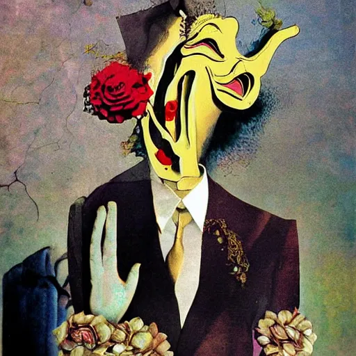 Prompt: wedding horror dali style surrealism color n 5