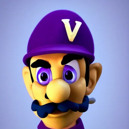 Image similar to stunning award winning hyperrealistic hdr 8 k highly detailed portrait photo of waluigi as a real human!!!!!!!!