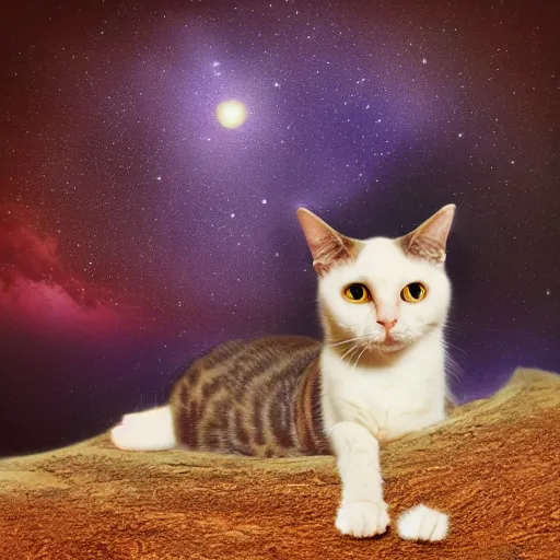 Prompt: portrait of an dead cat floating through space # earth in background # photo