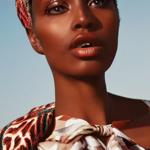 Prompt: vintage, somalia, fashion editorial, woman, beautiful, high definition, simple backdrop, sharp focus, vogue, magazine