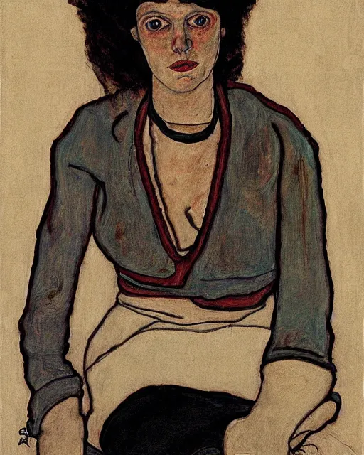 Image similar to portrait of leela by egon schiele in the style of greg rutkowski