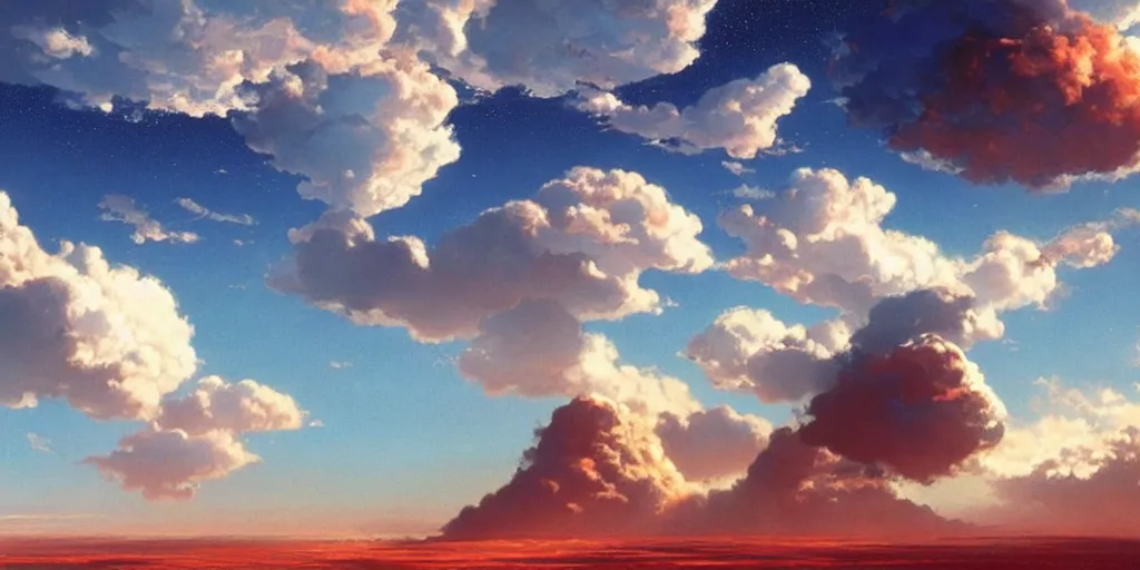 Image similar to blue dreamy cloudscape with a single planet in the clouds, daylight, cinematic lighting, cinematic perspective, syd mead, john harris, federico pelat,