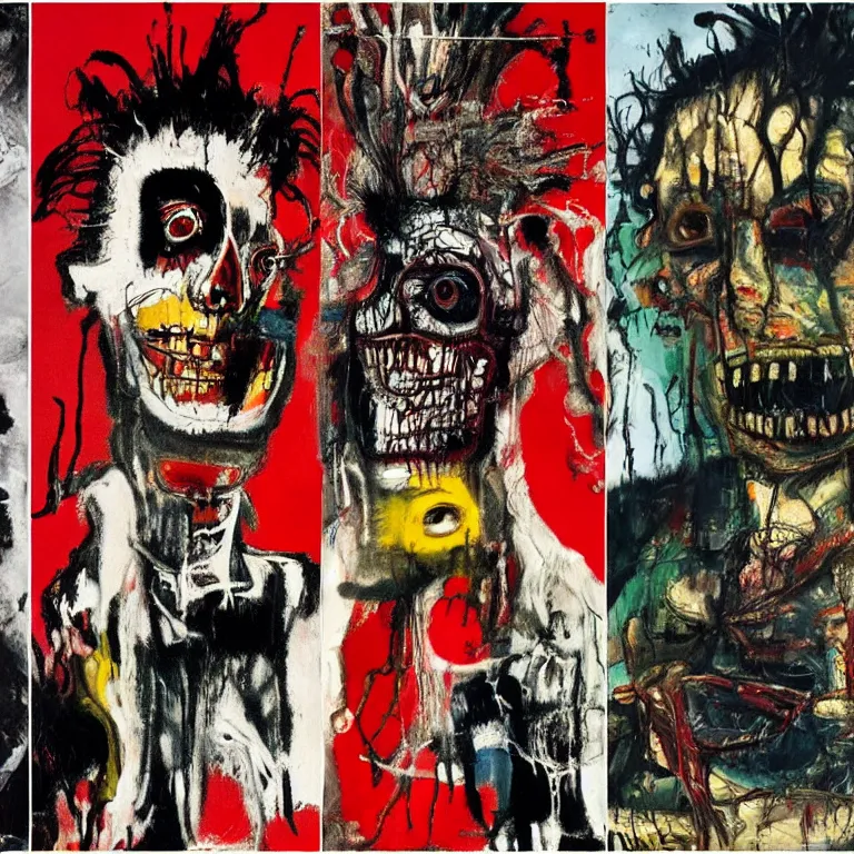 Image similar to a terrifying horrifying excruciating evil hell, by herman brood, by francis bacon, by jean - michel basquiat, by gustave moreau